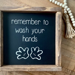 wash your hands sign, Mouse themed bathroom, kids farmhouse bathroom, adult farmhouse bathroom, bathroom decor