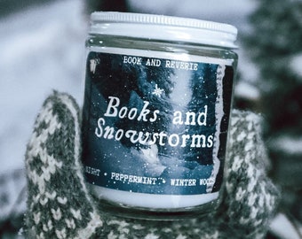Books and Snowstorms Candle: Winter Woods Scented 8oz Jar