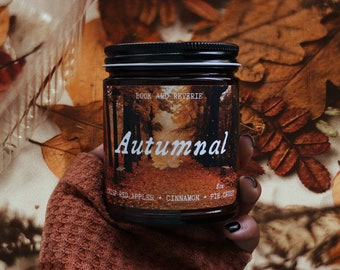 Autumnal Candle | wood wick candle, fall candles, gifts for readers, apple spice candle, book lovers, homemade candles