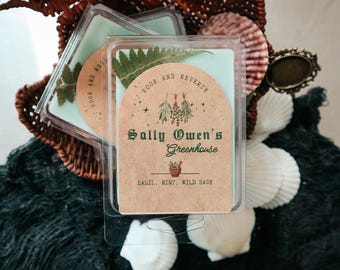 Sally Owen's Greenhouse wax melts | basil, wild sage, mint | HIGHLY scented soy wax | human made