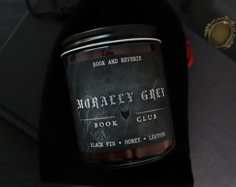 Morally Grey candle | black fig, honey and leather | bookish, dark romance, gifts for readers