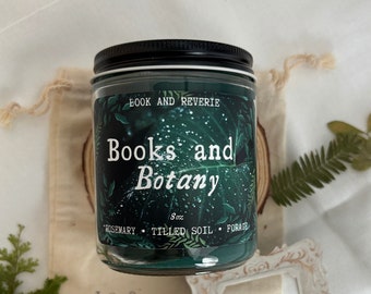 Books and Botany candle | rosemary, tilled soil, greenhouse candle, cottagecore, botany candle, plant lovers