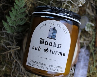 Books and Storms candle | thunderstorms wild wings and the scent of book pages | petrichor candle, storm and earth