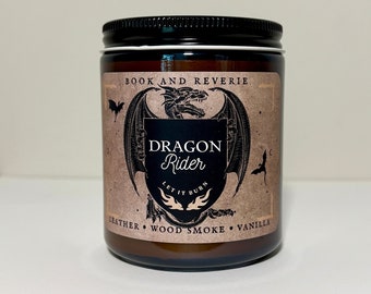 Dragon Rider candle | leather, woodsmoke, tonka bean | Fourth Wing, Xaden Riorson, booktok, bookish candle, bookish gift, Violet Sorrengail