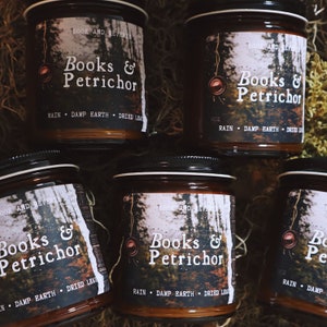 Books and Petrichor candle | after the rain, petrichor smell, rain smell, bookish candle, book candle, smells like books, gifts for readers