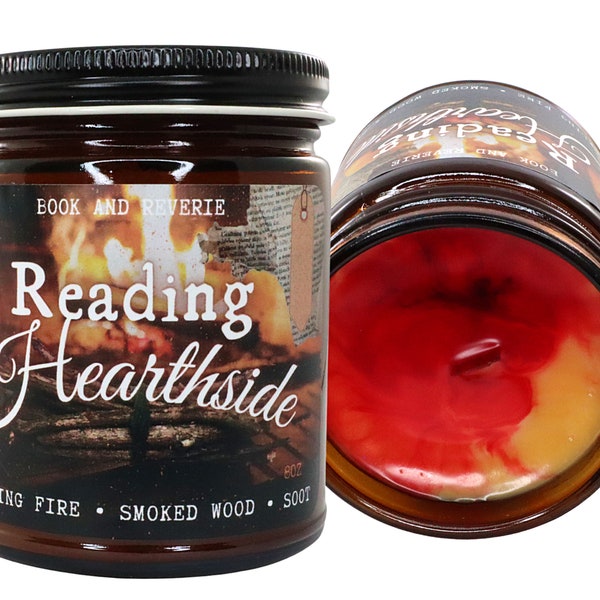 Reading Hearthside | crackling fire, smoked wood, soot | holiday candles, book lovers gifts, gifts for readers, christmas candle