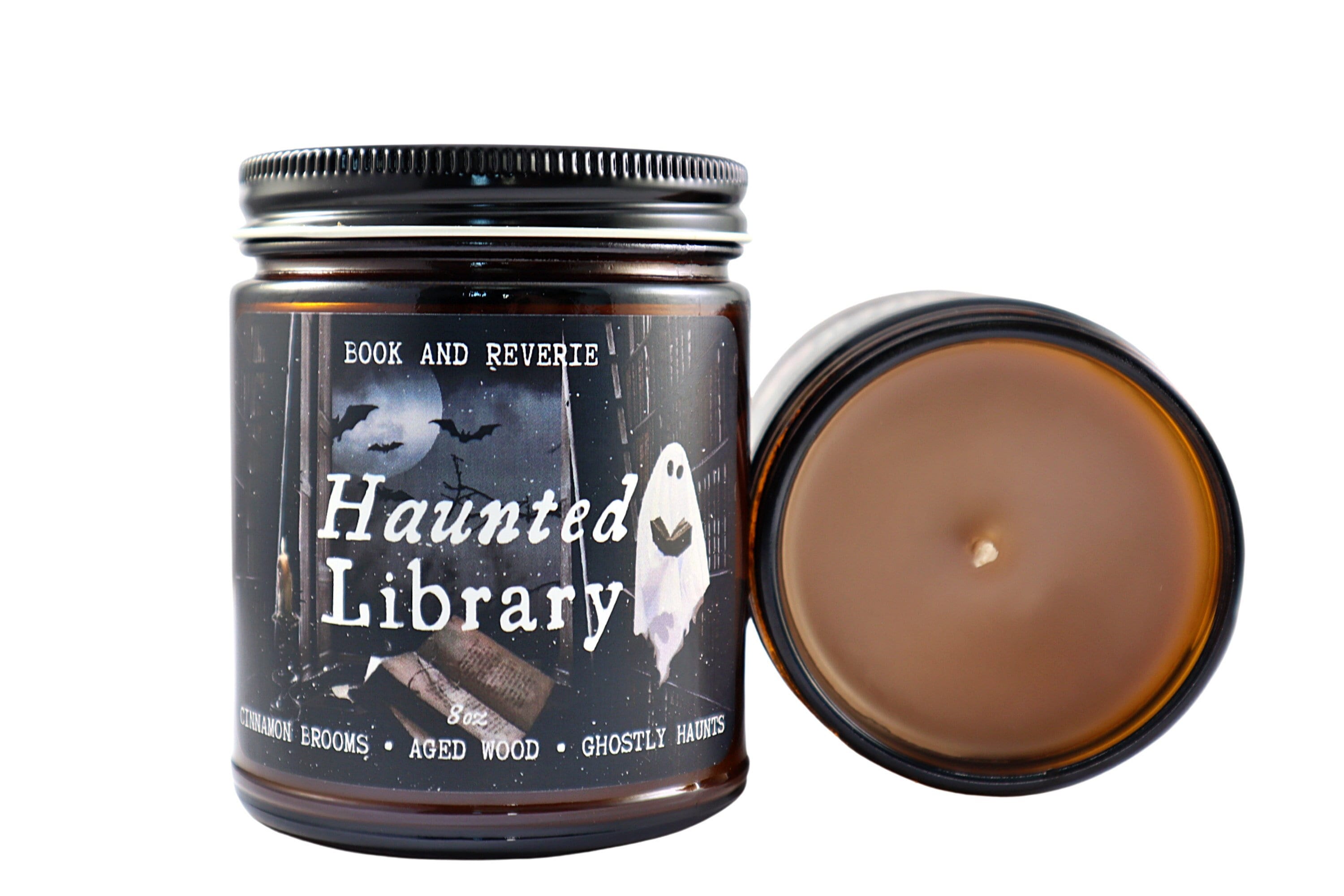Haunted Library Candle: Cinnamon Spice, Aged Wood Scent - 7.5oz