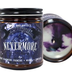 Nevermore Candle | gothic candle, wednesday candle, wenclair, the raven, full of woe, spooky candle, spooky decor, fandom candle, bookish