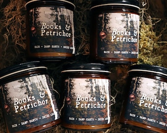 Books and Petrichor Candle | atmospheric candle with cozy after the rain scent