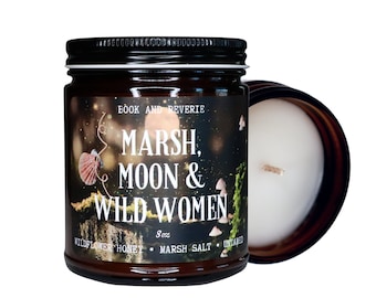 Marsh, Moon, Wild Women Candle: Honeycomb Scented, Bookish Gift