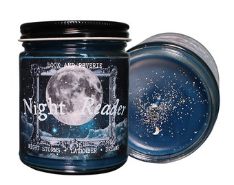 Night Reader | insomnia, unique candles, calming candles, petrichor, lavender, dreams, book candles, relaxing candle, book and reverie