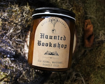 Haunted Book Store Candle | old books, mahogany, ghostly cold | halloween candle, spooky candle, gothic candle, horror books