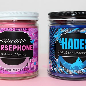 PERSEPHONE AND HADES candle set, greek mythology, web comics, candles for lovers, geeky anniversary gifts, nerdy anniversary gifts, cosplay