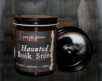 Haunted Book Store Candle: Spooky Gothic Home Decor