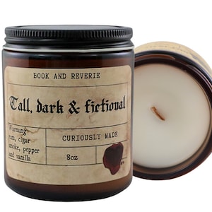Tall, Dark and Fictional Candle: Rum, Cigar, Vanilla Scent - 8oz