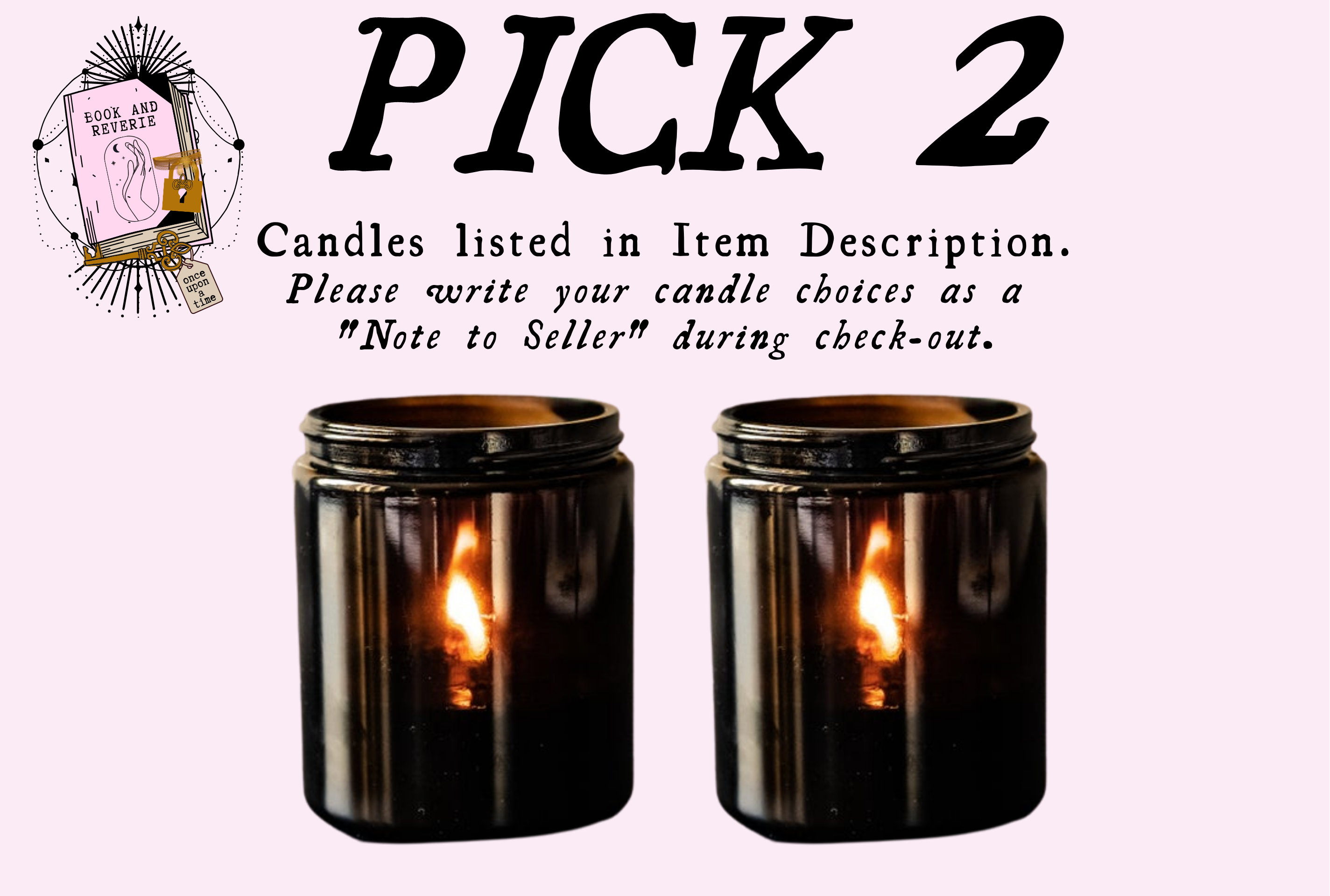 PICK 2 book and reverie candles | 8oz, book inspired candles