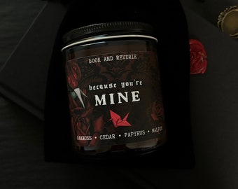 Because You're Mine candle | manacled inspired | oak moss, cedar, papyrus scented | dramione, dark romance, gifts for readers
