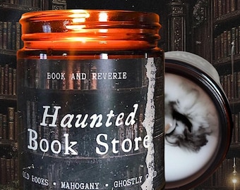 Haunted Book Store Candle: Spooky Gothic Home Decor