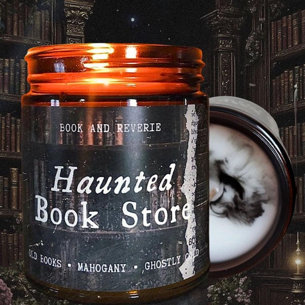 Haunted Book Store Candle: Spooky Gothic Home Decor
