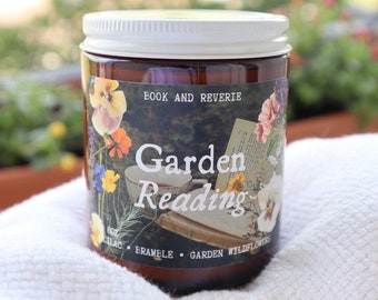 Garden Reading candle | lilac, bramble, wildflowers | handcrafted, cottagecore, bookclub gift idea, gifts for readers, natural candle