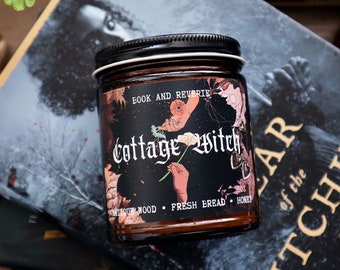 Cottage Witch: wooden wick candle, autumn candle, witch candle, witch decor, cottage core, house blessing, house warming, witchy