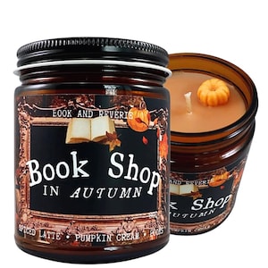 Book Shop Autumn Candle | not-too-sweet pumpkin spice scent | autumn candle, fall candle, gifts for readers, book lover, bookclub host