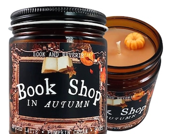 Book Shop Autumn Candle | not-too-sweet pumpkin spice scent | autumn candle, fall candle, gifts for readers, book lover, bookclub host
