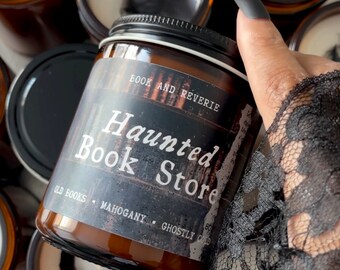 Haunted Book Store Candle | old books, mahogany, ghostly cold | gothic library, literary candle, book candle, gifts for readers, haunted