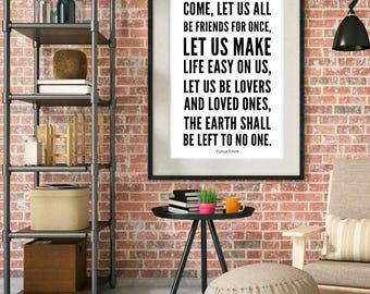 Inspirational Quote Digital Art Print | Yunus Emre | Friends | World | Love | Lovers | Home Decor | Printable | Digital Download