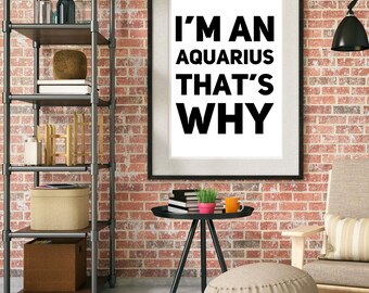 Aquarius Digital Art Print | Zodiac Sign | Astrology Lover | Home Decor | Modern Art | Minimalist | Trendy | Digital Download | Humor