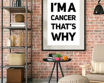 Cancer Digital Art Print | Zodiac Sign | Astrology Lover | Home Decor | Modern Art | Minimalist | Trendy | Digital Download | Humor