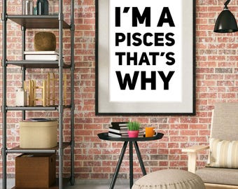 Pisces Digital Art Print | Zodiac Sign | Astrology Lover | Home Decor | Modern Art | Minimalist | Trendy | Digital Download | Humor