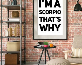 Scorpio Digital Art Print | Zodiac Sign | Astrology Lover | Home Decor | Modern Art | Minimalist | Trendy | Digital Download | Humor