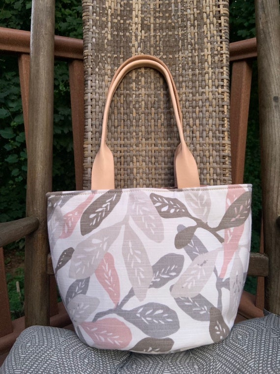 fabric bag with leather handles