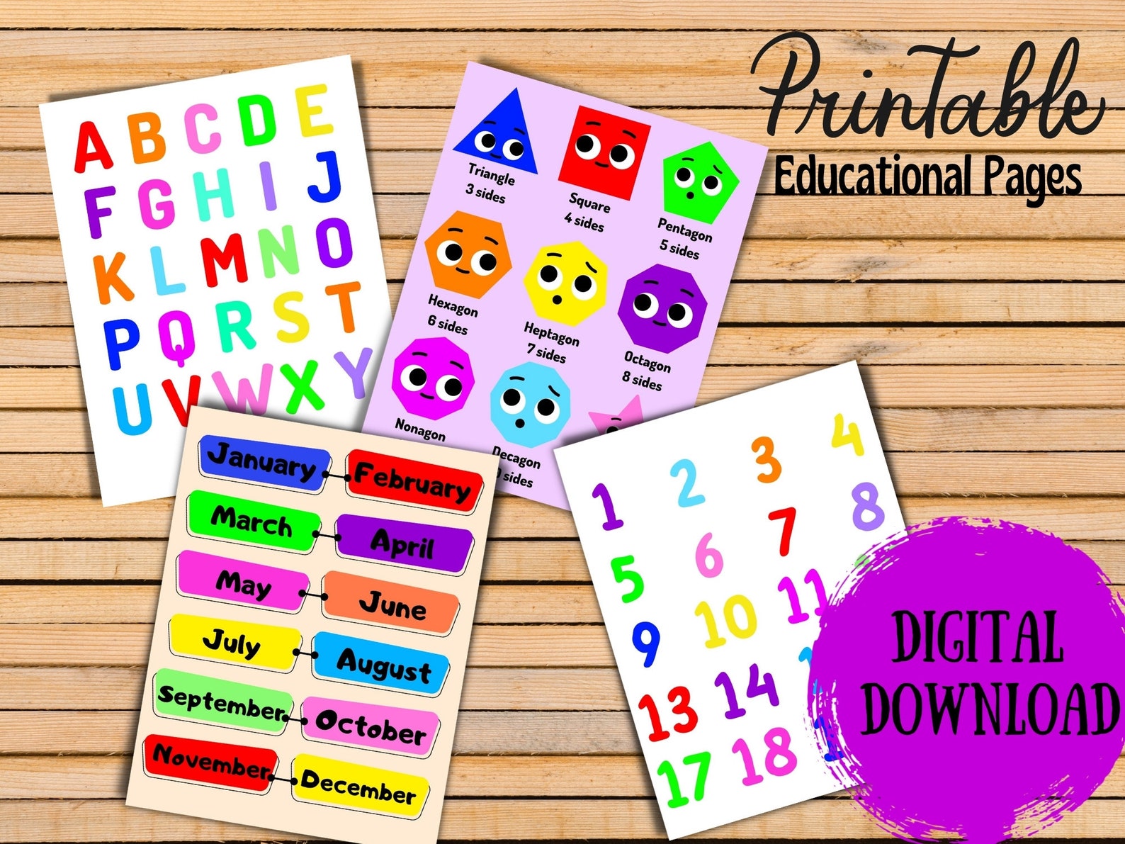 Printable Educational Pages for Kids | Learning Pages for Preschoolers ...
