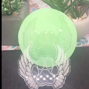 Paw print angel wings mold- Dog paw angel mold- Angel puppy mold- Angel dog paw print- Resin puppy keychain silicone molds- Angel puppy