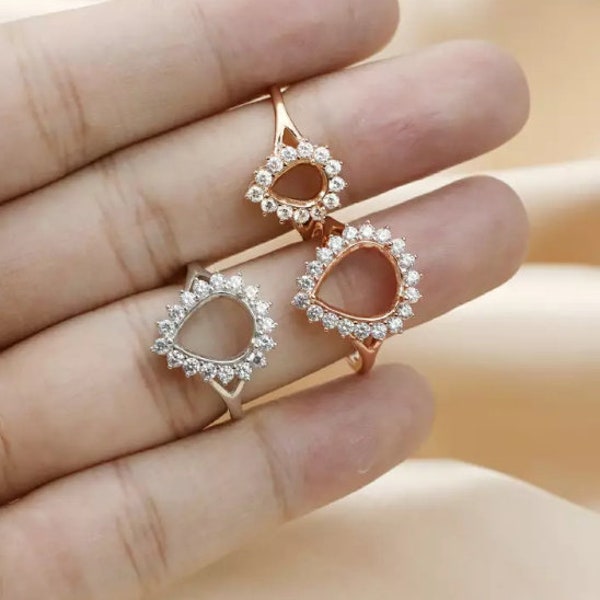 Halo pear shape adjustable ring- Halo resin breastmilk jewelry- Blank ring- Ring bezel breastmilk- Pear ring jewelry making