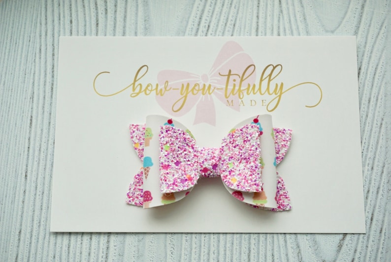Ice Cream Hair Clip Ice Cream Bow Headband Ice Cream Pink Bow 3 Tier Bow Ice Cream Bow Hair Clip Ice Cream Headband Ice Cream Bow