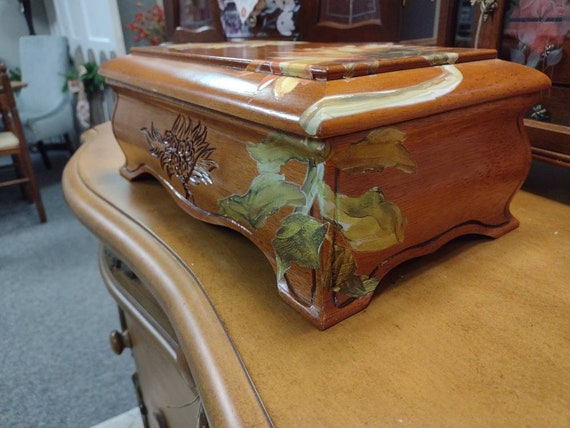 Vintage upcycled jewelry box, Sunflower, wooden j… - image 5