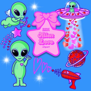 Alien Valentijnsdag Clipart PNG UFO Heelal Melkwegstelsel Kosmische planeet Cupido Buitenaards Cryptid Sciencefiction