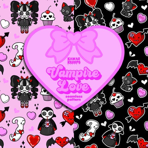 Pastel Goth Valentine’s Day Seamless Pattern / Digital - Etsy
