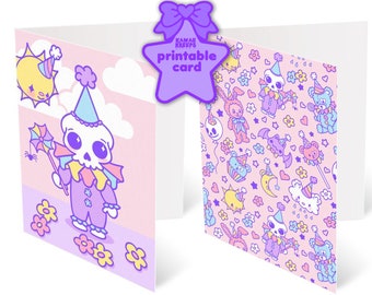 Pastel Goth Clown Clowncore Card Instant Download Bundle Commercial License Birthday Party