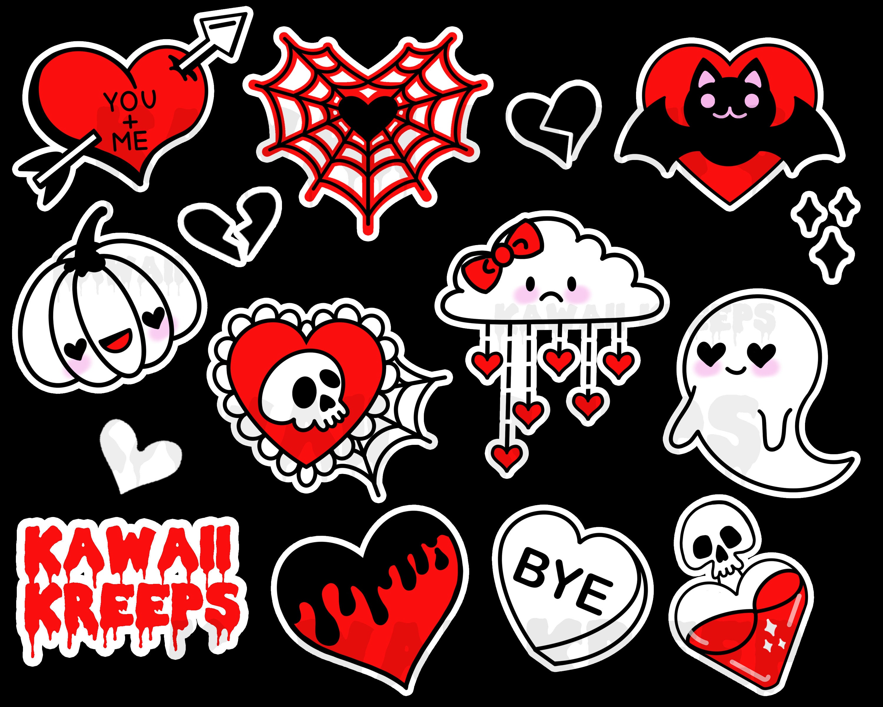 Pastel Goth Valentine's Day Clipart / Digital Stickers - Etsy Norway