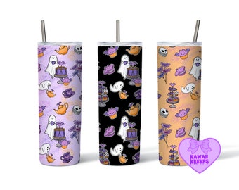 Diseño de vaso gótico pastel para Halloween: Fiesta de té con fantasmas kawaii (descarga digital)