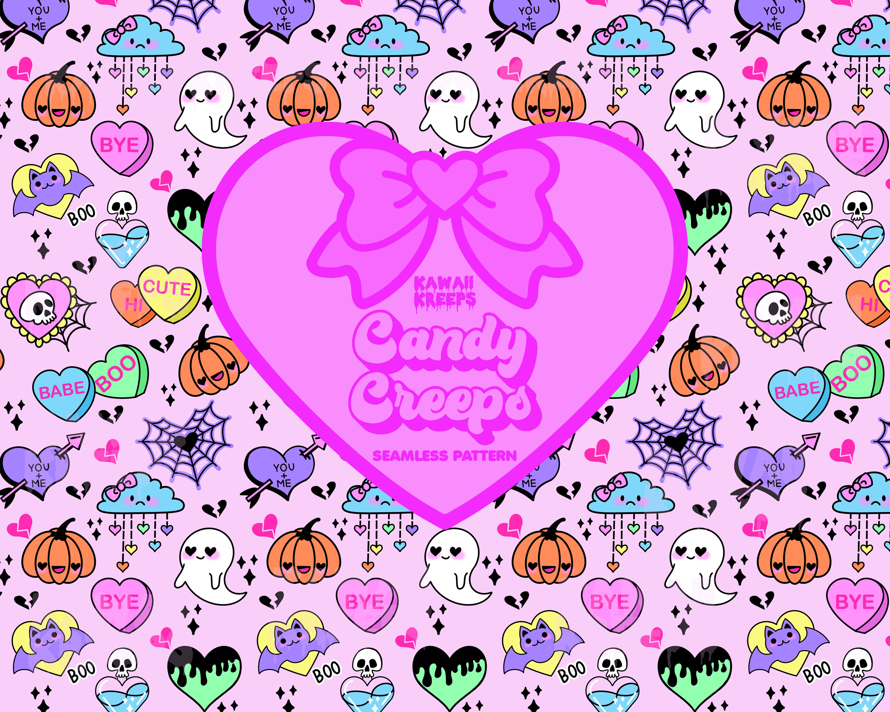 Pastel Goth Valentine’s Day Seamless Pattern / Digital - Etsy