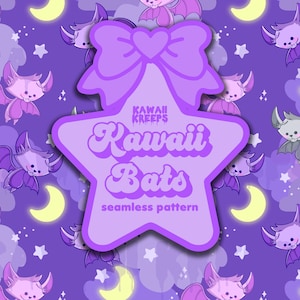 Pastel Goth Bat Halloween Digital Paper Seamless Pattern Purple Commercial License