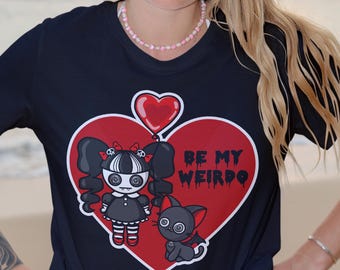 Gothic Vampire Girl Kawaii Shirt PNG Goth Valentines Day Valoween Be My Weirdo