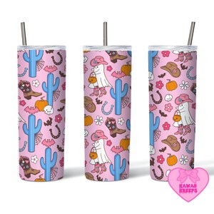 Pastel Goth Cowgirl Ghost Western Halloween 20 oz Skinny Tumbler Sublimation Design Straight & Tapered Tumbler PNG Digital Download Kawaii