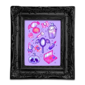 Pastel Goth Make-up Kosmetik MUA Tattoo Flash Fine Art Print Digital Download druckbare Gothic