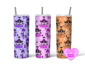 Diseño de sublimación para vaso de 20 oz de poni de carrusel gótico pastel (PNG)